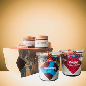 Cookies s lentilkami a Oreo sušenkou a 2 karamely ve velkém dárkovém balení