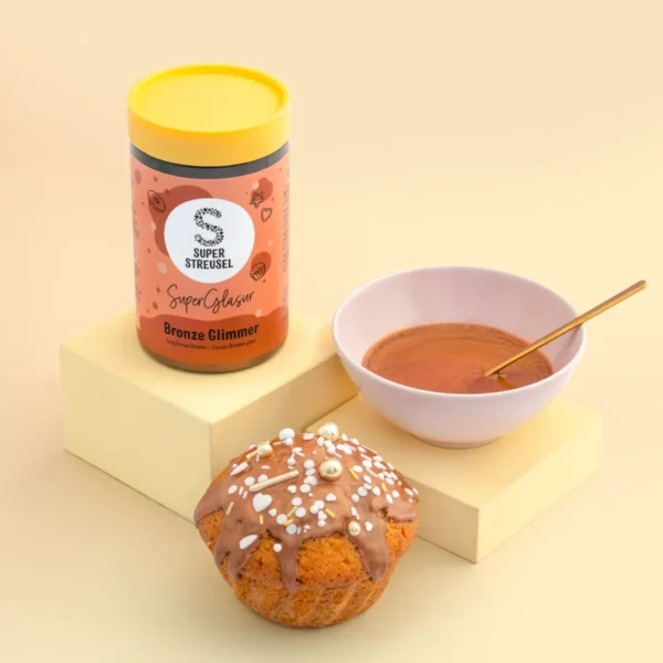 Třpytivá super glazura – měděná – na muffiny, koláče a dorty